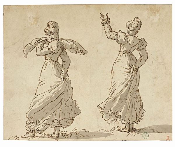 Giambattista Tiepolo - «Due danzatrici di flamenco», recto, e «Momento teatrale», verso