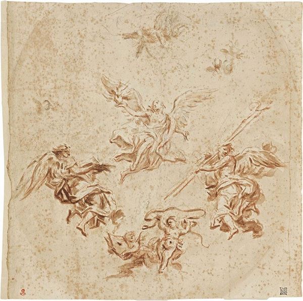 Jacopo Guarana - Apoteosi di angeli e cherubini con insegne vescovili