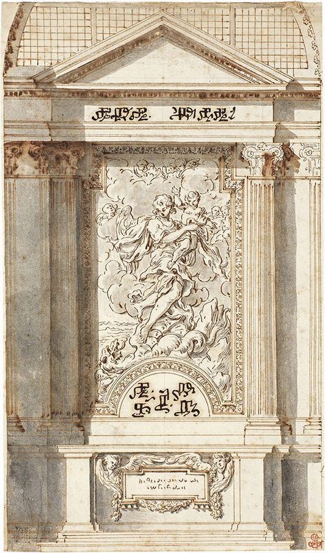 Maestro del XVII secolo nello stile del Baciccio - Progetto di altare