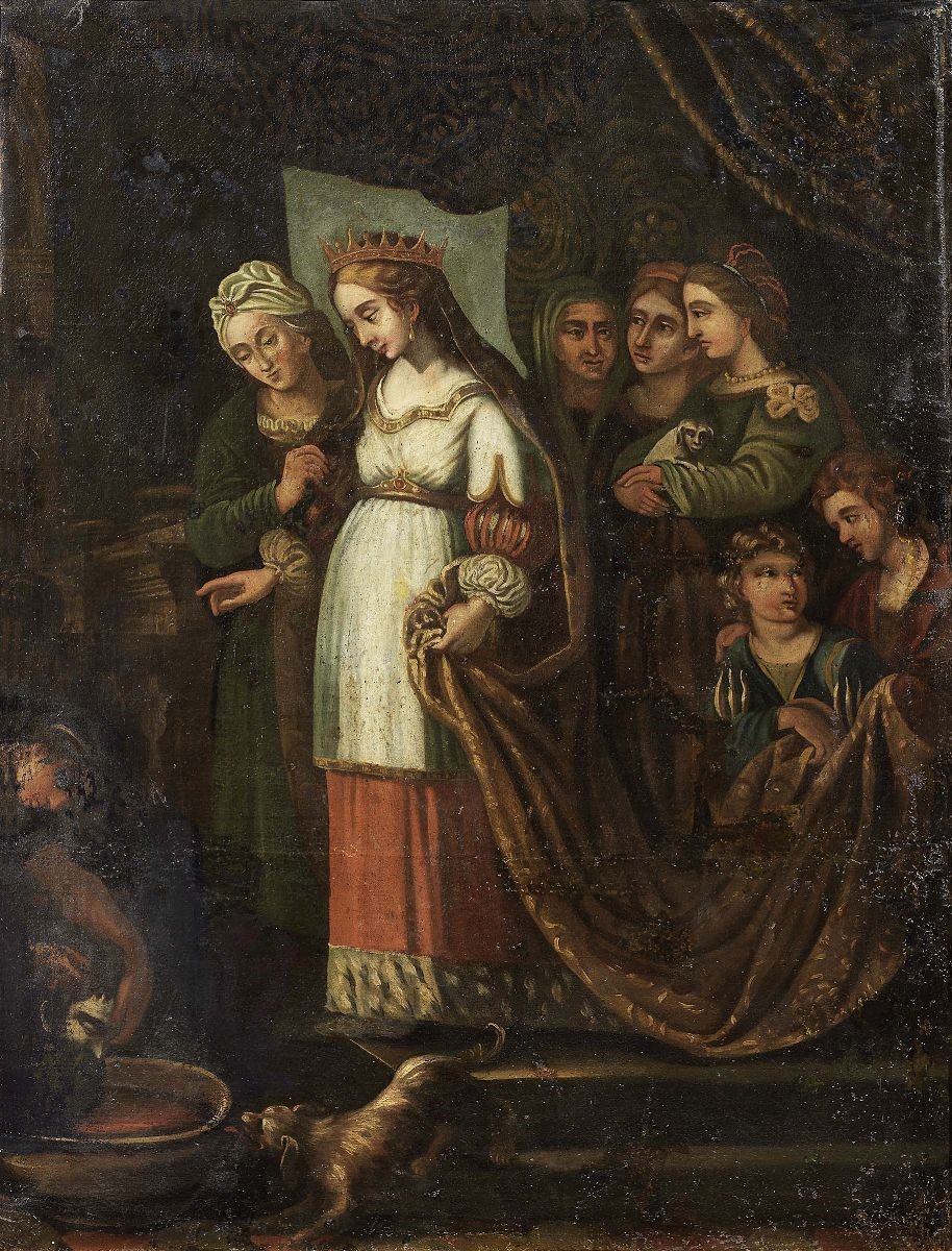 Scuola Genovese Fine XVII Secolo - «scena Biblica con Figure con Turbanti» e «erodiade con la Tes...