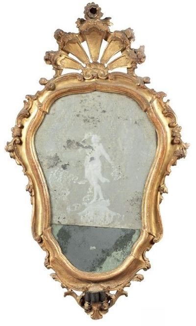 Specchiera in Legno Intagliato e Dorato