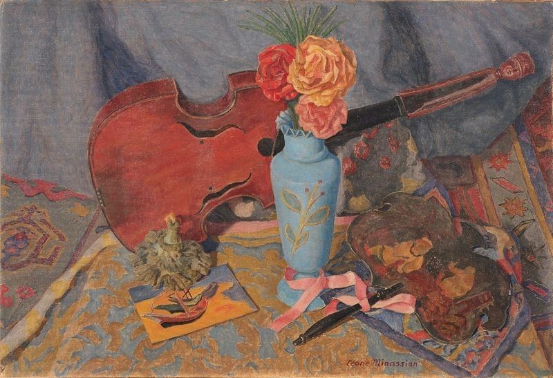 Leone Minassian - Natura Morta con la Viola e il Vasetto Celeste
