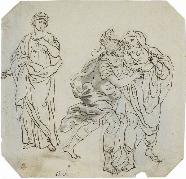 Domenico Pedrini (attr. a) - Anchise, Enea e la moglie Creusa