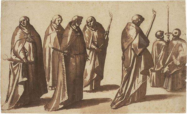 Maestro umbro del XVII secolo - Processione di vescovi