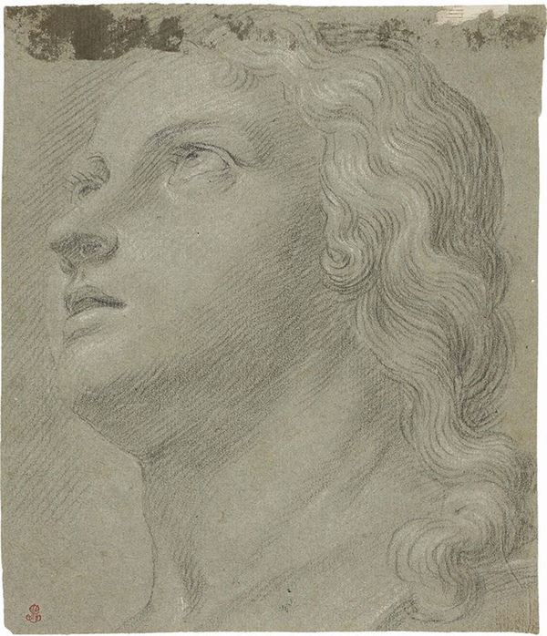 Carlo Maratta - «Studio per una testa femminile», recto, e «Figura maschile con panneggio», verso