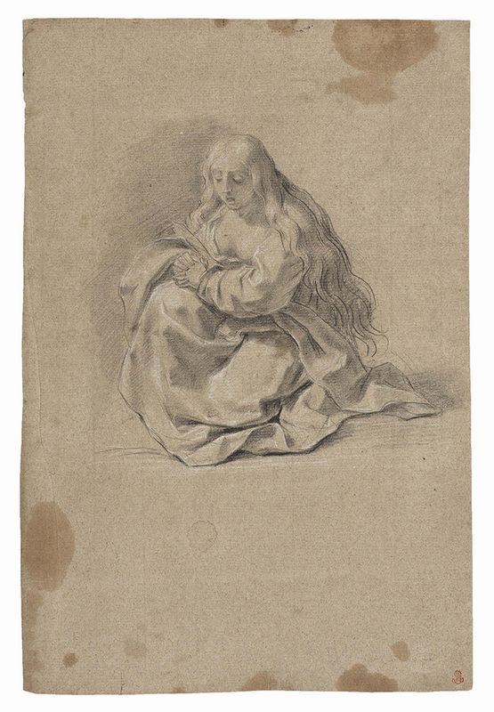 Giacomo Zoboli - «Maria Maddalena in preghiera», recto, e «Studio per la morte di Pompeo» verso