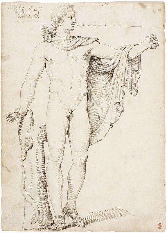 Giovan Battista Visconti (cerchia di) - «Apollo del Belvedere», recto e verso