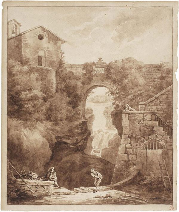 Hubert Robert - La grande cascata di Tivoli