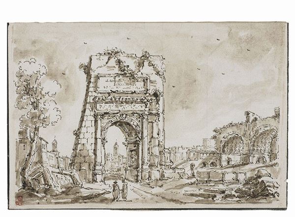 Anonimo romano del XIX secolo - Veduta dell'Arco di Tito