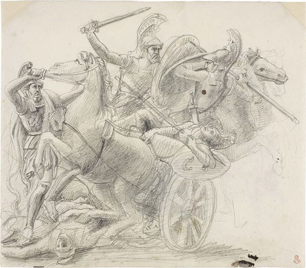 Anne Louis Girodet de Roucy Trioson - Studio per la rappresentazione di una battaglia per illustrazione dell'Eneide