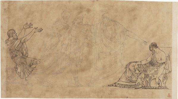 Jacques Louis David (cerchia di) - Disegno tratto da un episodio dell'«Andromaque» di Racine