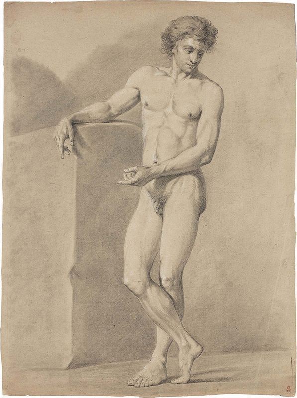Scuola francese del XIX secolo - Accademia di nudo, recto e verso