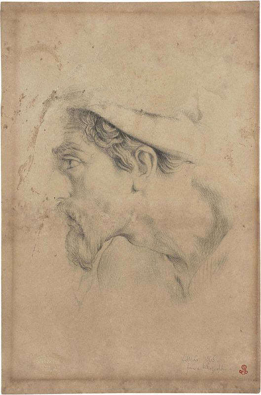 Anonimo inglese del XVIII secolo - Frammento di ritratto di uomo con cappello