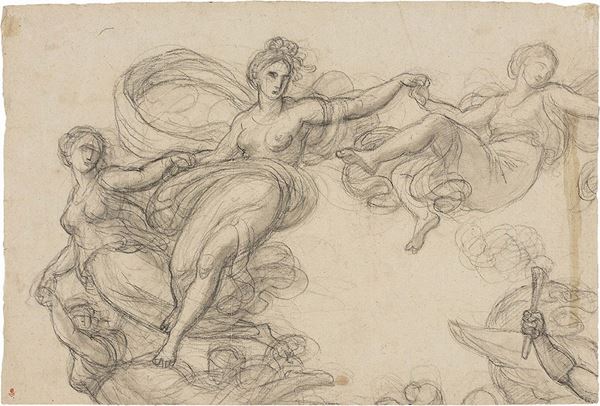 Anonimo neoclassico XVIII-XIX secolo - «Studio di figure femminili», recto, e «Studi per anatomia di un cavallo», verso