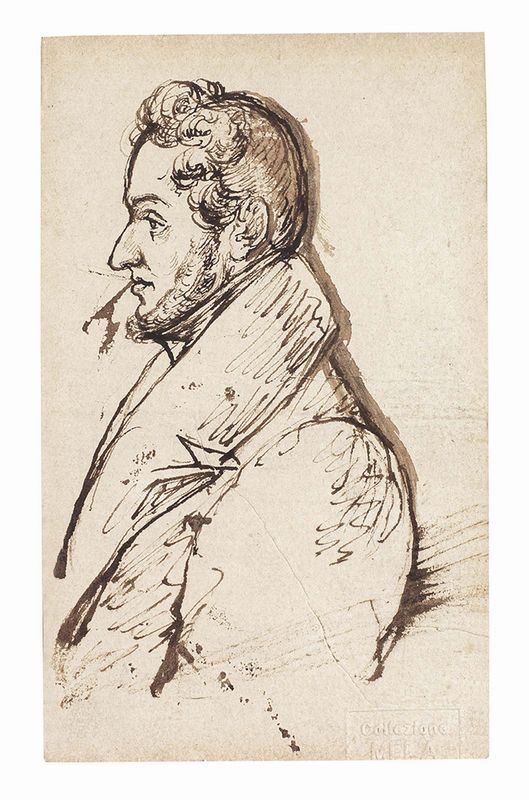G. Pirroni - Ritratto di profilo di uomo con barba