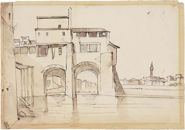 Giuseppe Moricci - Veduta dell'Arno dalla molina di San Niccolò