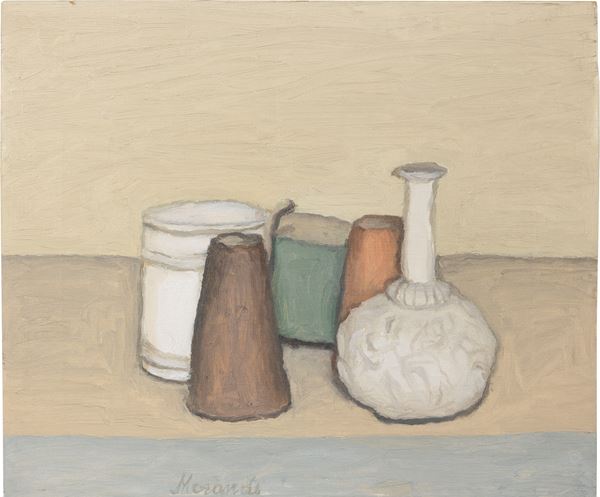 Giorgio Morandi : Natura morta  (1952)  - Olio su tela - Asta Arte Moderna - II - Casa d'aste Farsettiarte