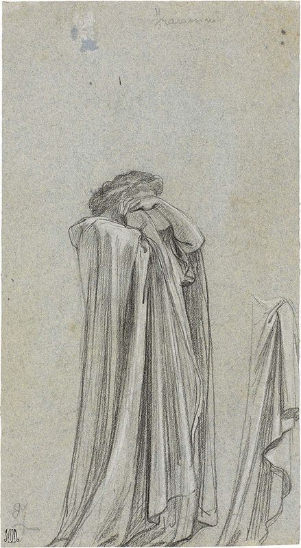 Cesare Fracassini - «Figura di donna ammantata», recto, «Figura di donna inginocchiata», verso