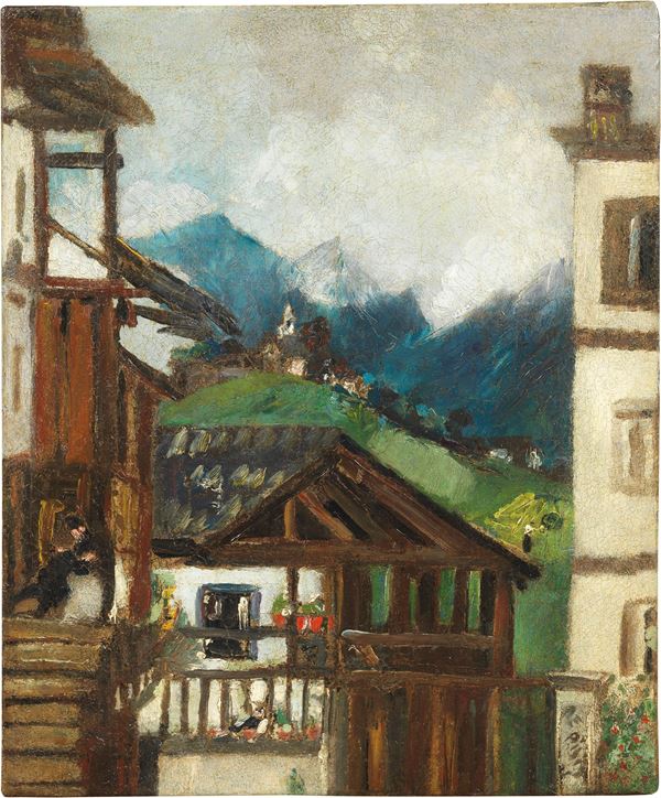 Filippo de Pisis - Paesaggio con case in montagna
