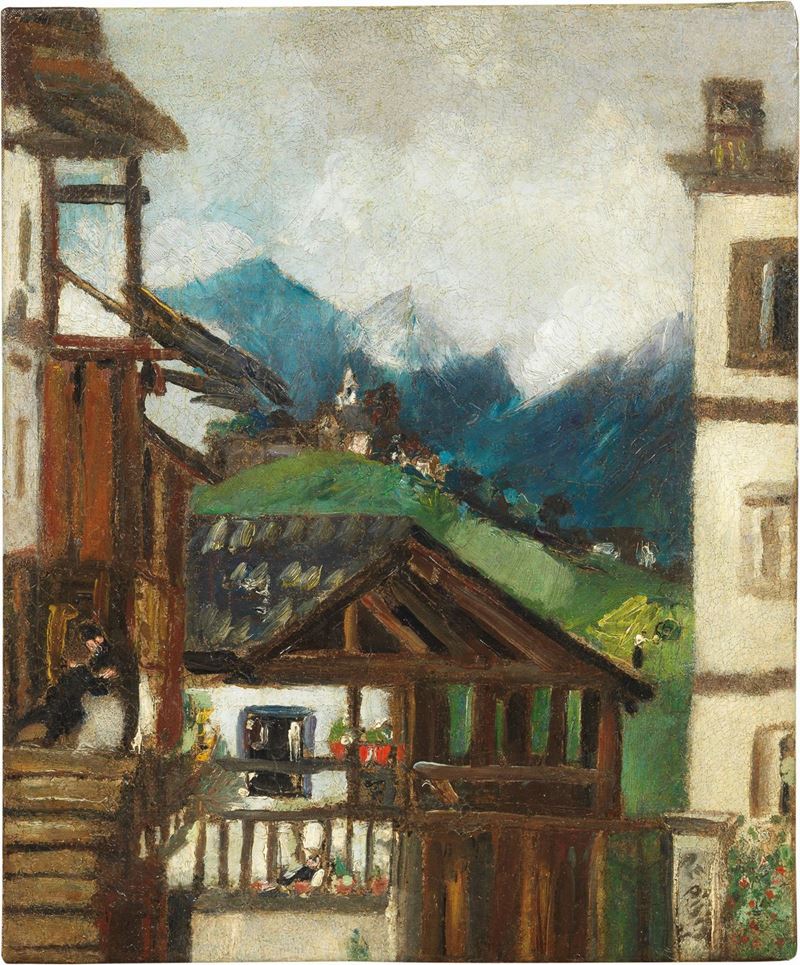 Filippo De Pisis - Paesaggio con Case in Montagna
