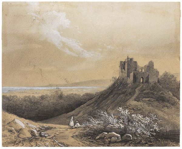 August Wilhem Julius Ahlborn - Paesaggio con due personaggi
