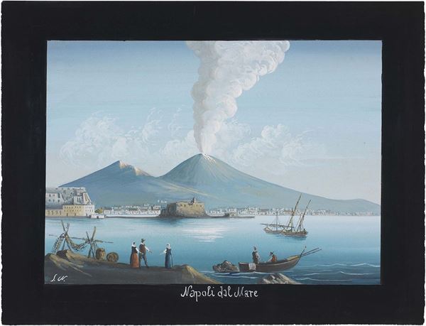 Anonimo napoletano del XX secolo - «Napoli dal mare. Veduta del Vesuvio» e «Veduta del golfo di Napoli»