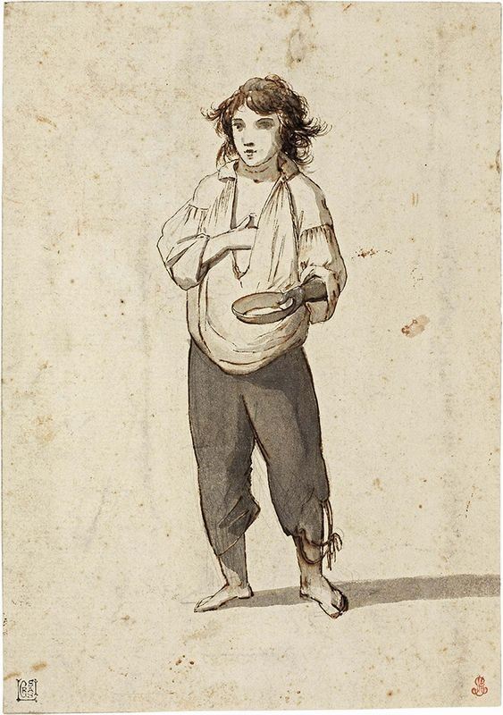 Jean Baptiste Greuze (attr. A) - Monello Mendicante