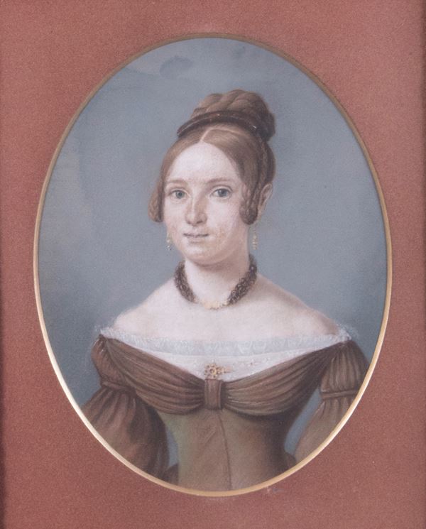 Scuola francese del XIX secolo - Ritratto di giovane signora