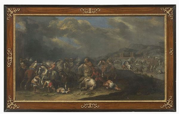 Scuola emiliana del XVIII secolo - Battaglia di cavalleria