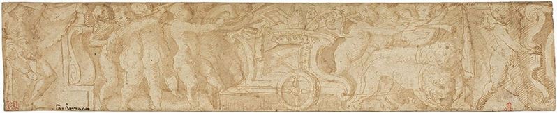 Scuola Romana del XVI Secolo (cerchia di Perino del Vaga) - Progetto per un Fregio Raffigurante i...