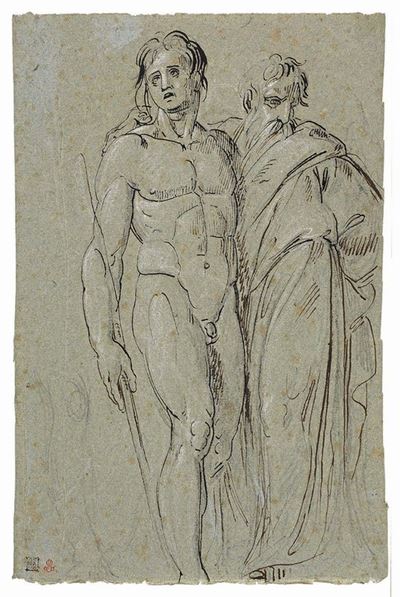 Studio di Due Figure Maschili, un Ignudo e un Profeta