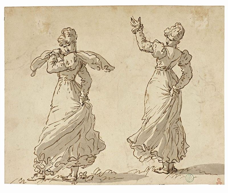 Giambattista Tiepolo - «due Danzatrici di Flamenco», Recto, e «momento Teatrale», Verso