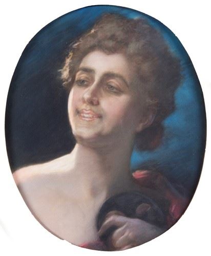Ignoto del XX Secolo - Testa di Donna che Tiene in Mano una Maschera