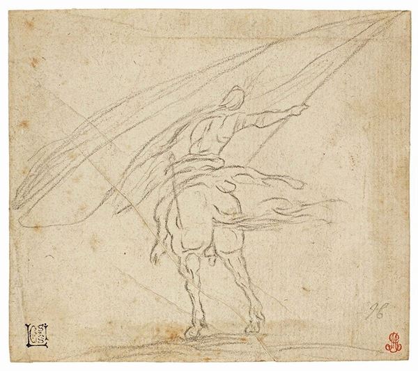 Antonio Tempesta - Cavaliere porta stendardo su cavallo impennato