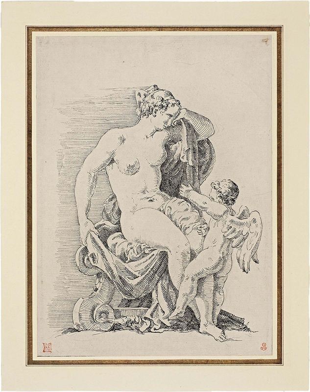 Anonimo Italia Centro-settentrionale del XVII-XVIII Secolo - Venere e Amore