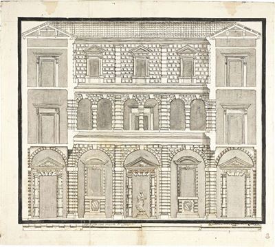 Prospetto di Palazzo Bocchi, Tratto dal Vignola