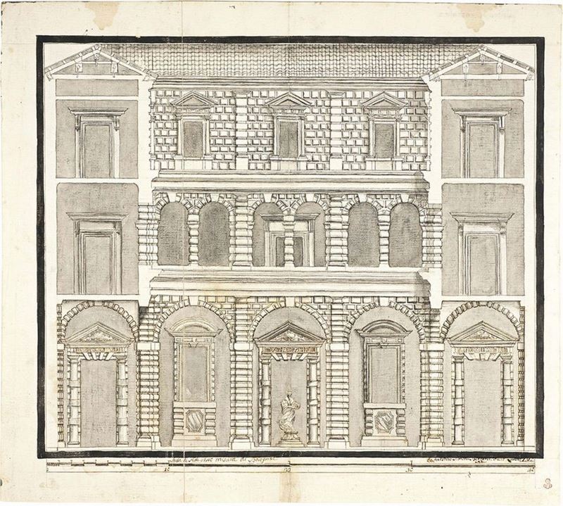 Antonio Simone Bertani - Prospetto di Palazzo Bocchi, Tratto dal Vignola