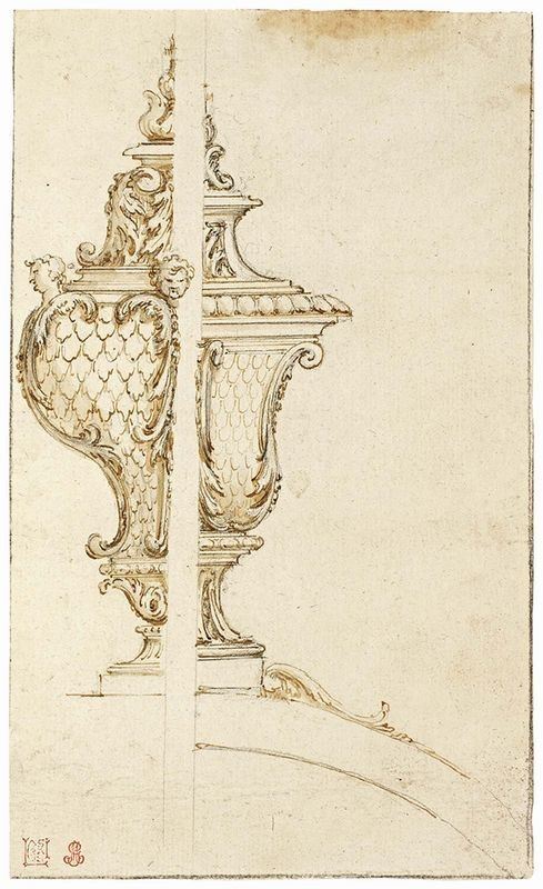 Agostino Mitelli - Due Progetti per Vaso Barocco