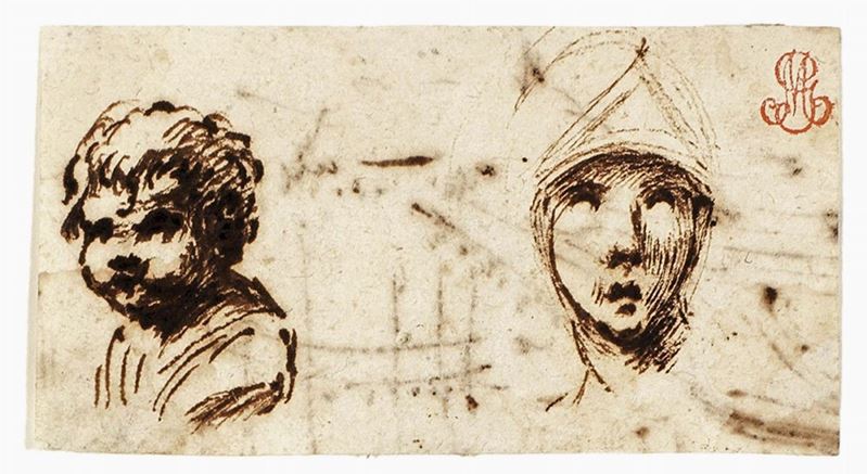 Ercole Graziani - «due Studi di Testine» e «studio di Mani»
