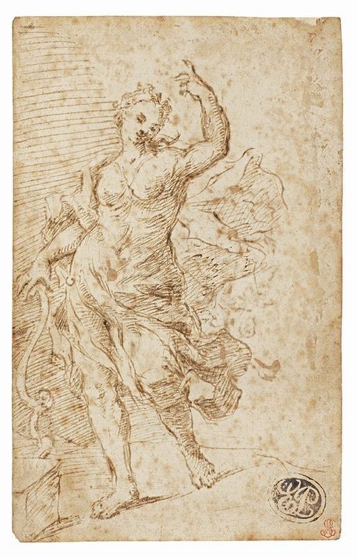 Marcantonio Franceschini - «diana Cacciatrice», Recto, e «disegno Floreale», Verso