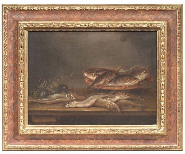 Alexander Adrianssen (bottega di) - Natura morta con pesci