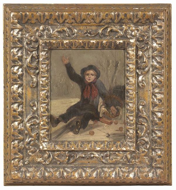 Scuola lombarda del XIX secolo - Lotto di due dipinti a soggetto «Bambino»