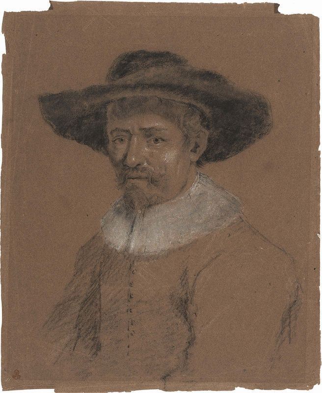 Anonimo Olandese del XIX Secolo - Ritratto di Uomo con Cappello