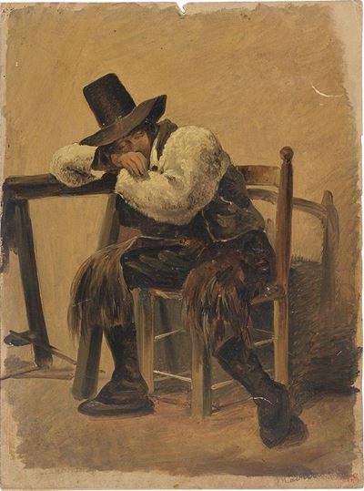 Buttero Seduto che Dorme Ad un Tavolo