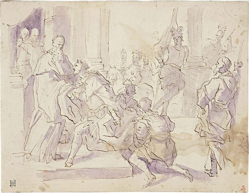 Paolo Gerolamo Piola - Il Re Si Genuflette di Fronte a San Benedetto