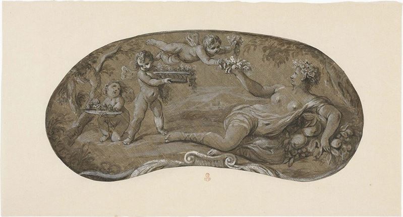 Anonimo Emiliano del XVIII Secolo - Cerere Sdraiata con Amorini, Studio per Sovrapporta