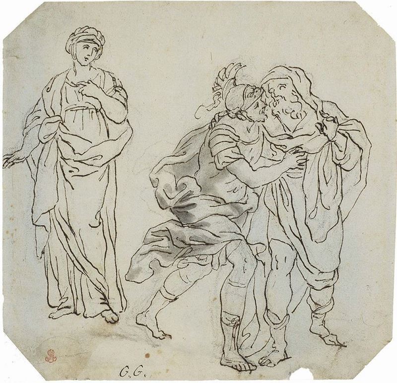 Domenico Pedrini (attr. A) - Anchise, Enea e la Moglie Creusa