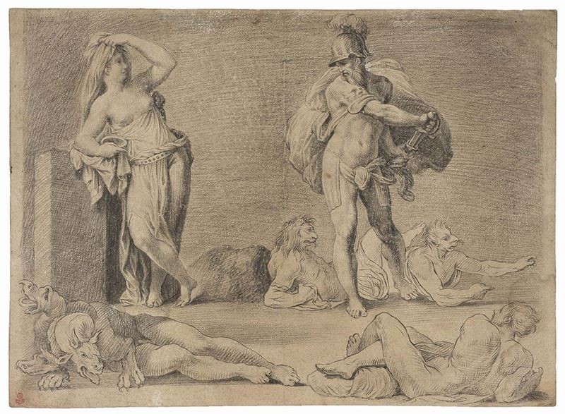 Ubaldo Gandolfi (seguace Di) - La Maga Circe Trasforma gli Uomini di Ulisse