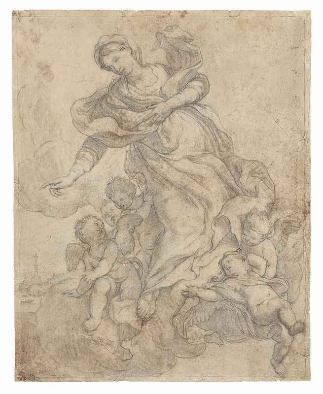 Anonimo XIX - XX Secolo - Maria Patrona di Genova Attorniata da Angeli