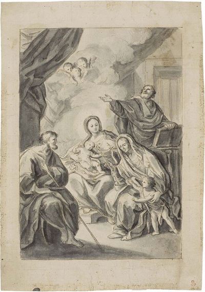 Sacra Famiglia con Sant'elisabetta, San Giovannino e un Evangelista